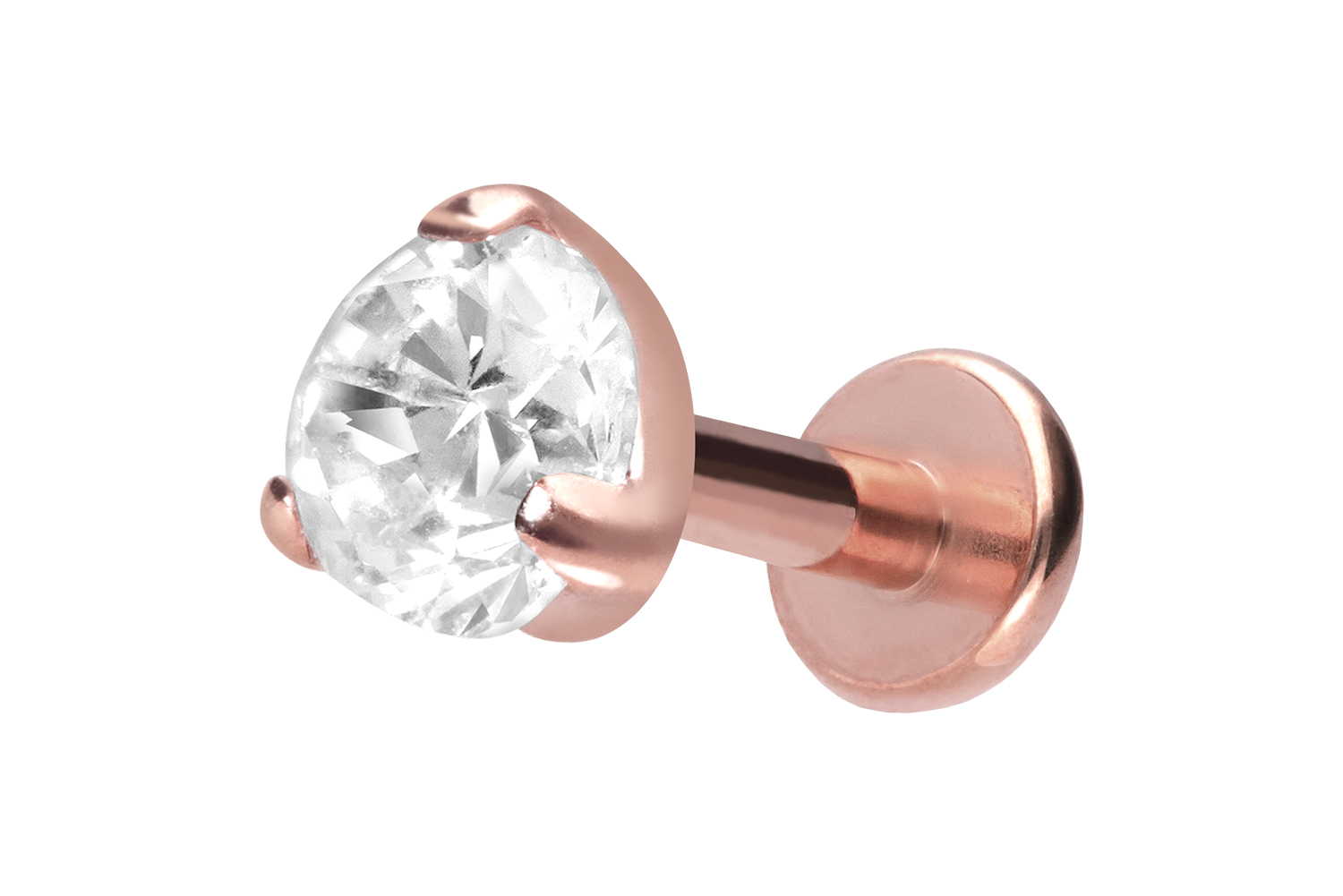 Titan Labret Piercing mit Innengewinde EINGEFASSTER KRISTALL